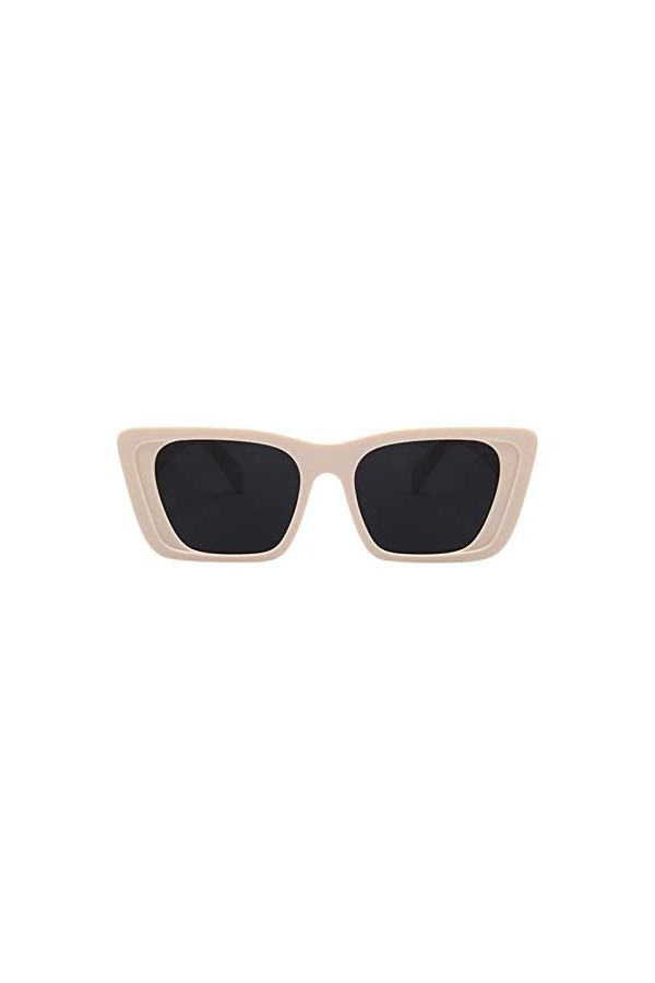 Lunettes de soleil pour femme - En gelée - Rétro - Simple - Ovale - Carrées - Rouge, beige, Taille unique
