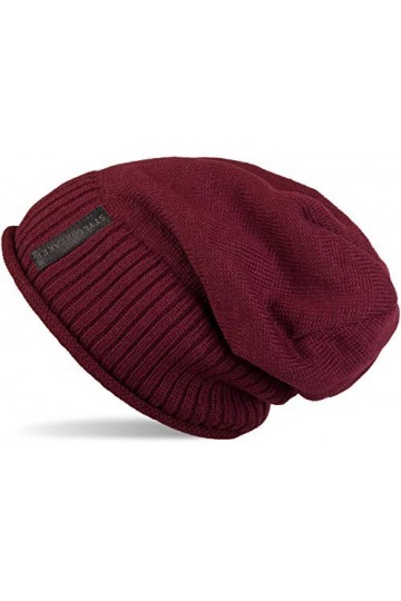styleBREAKER Bonnet Beanie Chaud en Maille Fine avec Doublure Laine Polaire Toute Douce, Unisexe 04024065, Couleur:Bordeaux-R