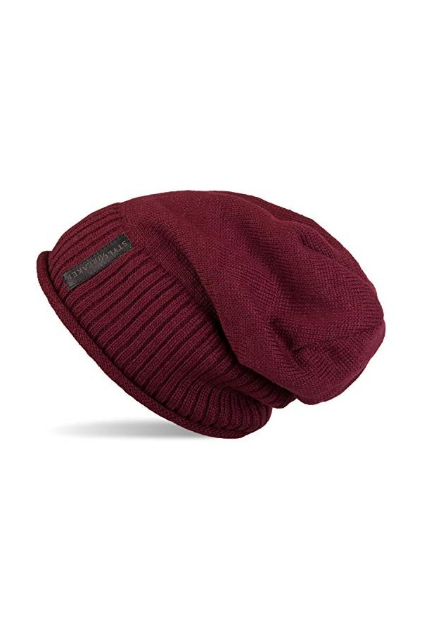 styleBREAKER Bonnet Beanie Chaud en Maille Fine avec Doublure Laine Polaire Toute Douce, Unisexe 04024065, Couleur:Bordeaux-R