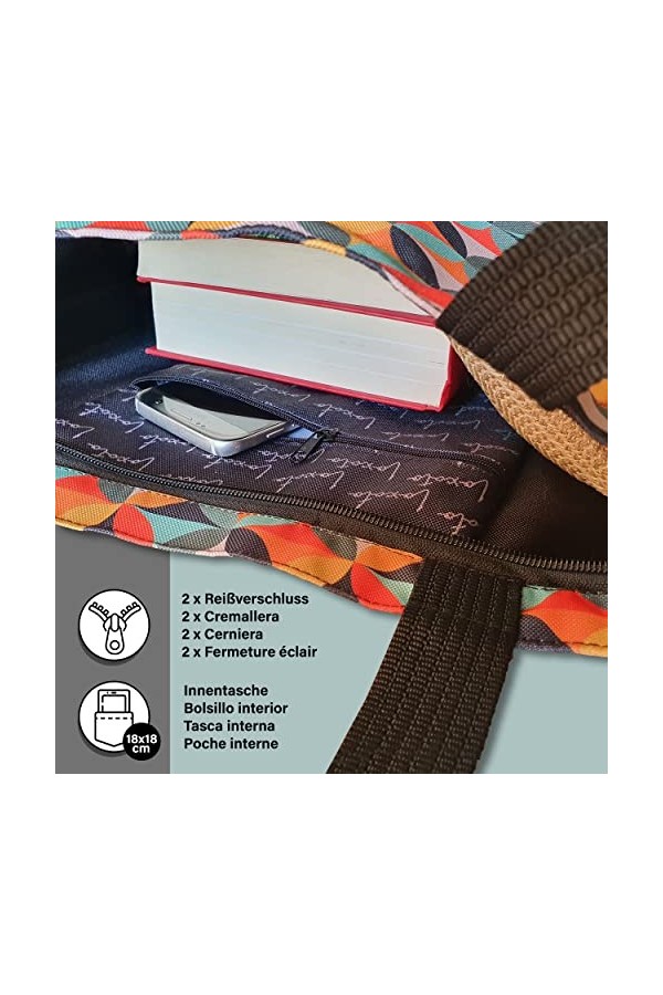 Loxato Tote Bag Aesthetic - Sac Cabas Femmes Grand Format 37x42cm - Sac Fourre Tout Femme - Sac Tissu Oxford Imperméable - Sa