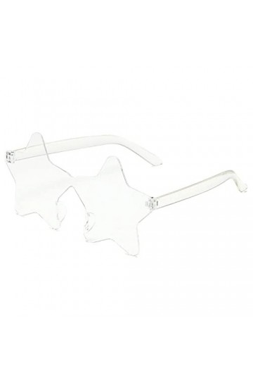 Cikiki Lunettes de soleil sans monture en forme détoile Transparent Couleur bonbon Lunettes de soleil Pièce Pentagramme Fa C