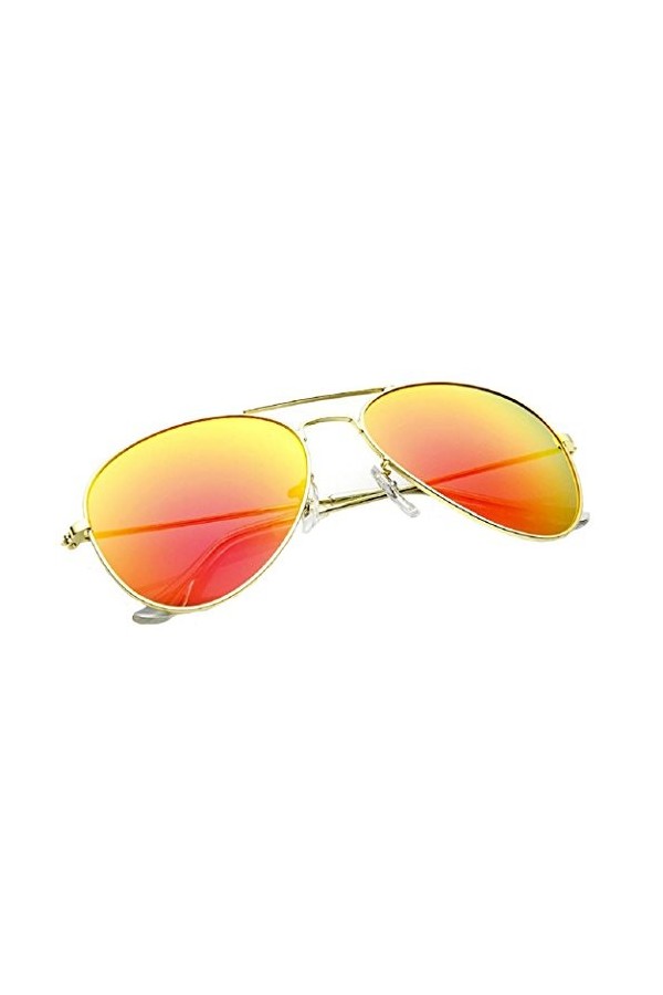 4sold Lunettes de soleil style aviateur années 70 Verres effet miroir Protection UV 400 Unisexe étui inclus Taille unique, Fe