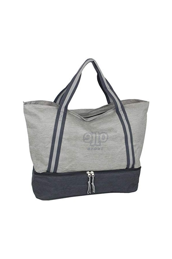 J JONES JENNIFER JONES Grand sac à main XXL en toile Sac à bandoulière Sac de loisirs 2 couleurs, Gris avec compartiment à ch