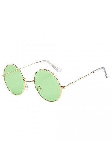 Lunettes de Soleil Rondes en Métal Style 90s Vintage,OverDose Femme Homme Accessoires de Lété Chic Fashion Unisexe Transpar