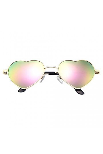 GZSRTT Lunettes de Soleil Coeur pour Femme Transparentes Cadre en Métal Mince Lunettes de Soleil en Forme de Coeur UV400