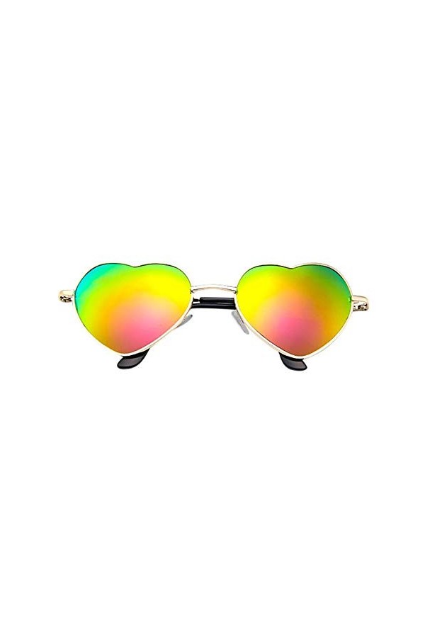 GZSRTT Lunettes de Soleil Coeur pour Femme Transparentes Cadre en Métal Mince Lunettes de Soleil en Forme de Coeur UV400