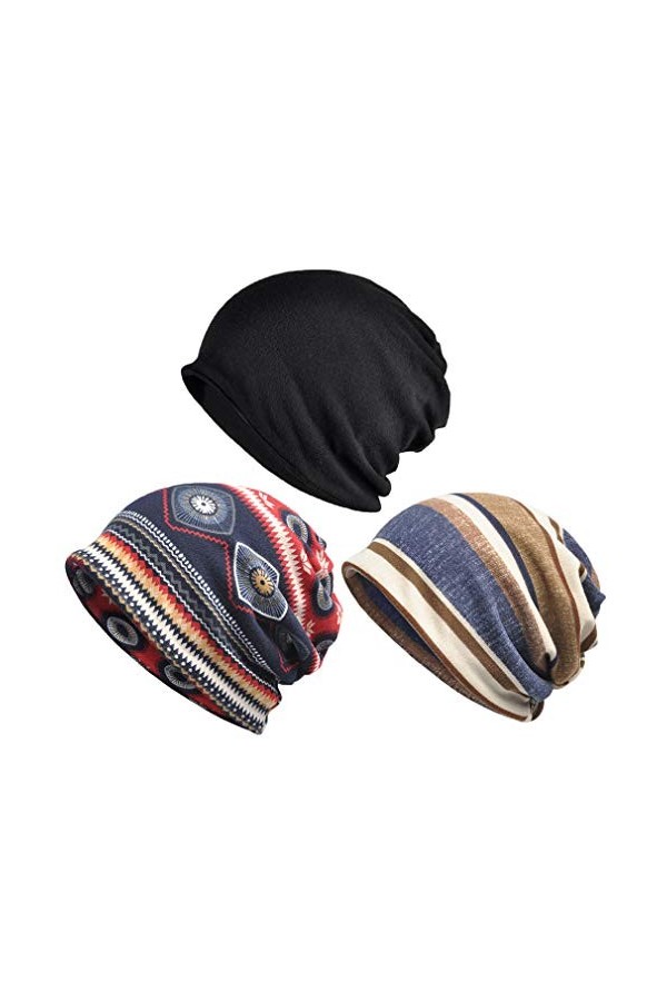 Kojoon Bonnet Chimio pour Femme 3 Paquet Écharpe Bonnet Chapeau Turbans Couvre-Chef Gatsby Cancer