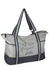 J JONES JENNIFER JONES Grand sac à main XXL en toile Sac à bandoulière Sac de loisirs 2 couleurs, Gris avec compartiment à ch