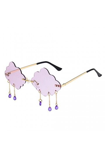 Tiktok Trend - Lunettes de soleil pour femme - En métal - Style vintage - Sans bord - Pour les femmes et les filles, Violet, 