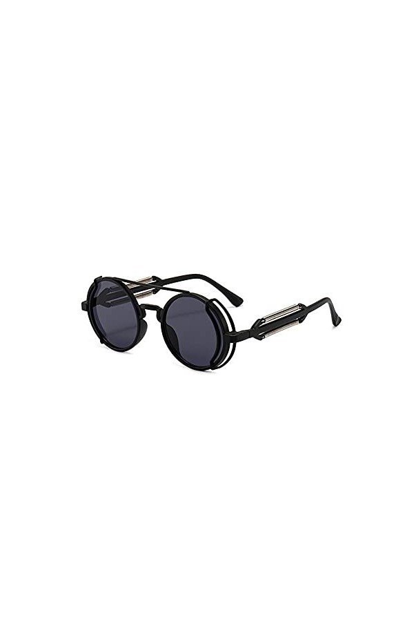 Li Ying Lunettes de Soleil rétro Steampunk Style Vintage Lunettes de Soleil Rondes Cadre en métal Cercle Lunettes Street Shot