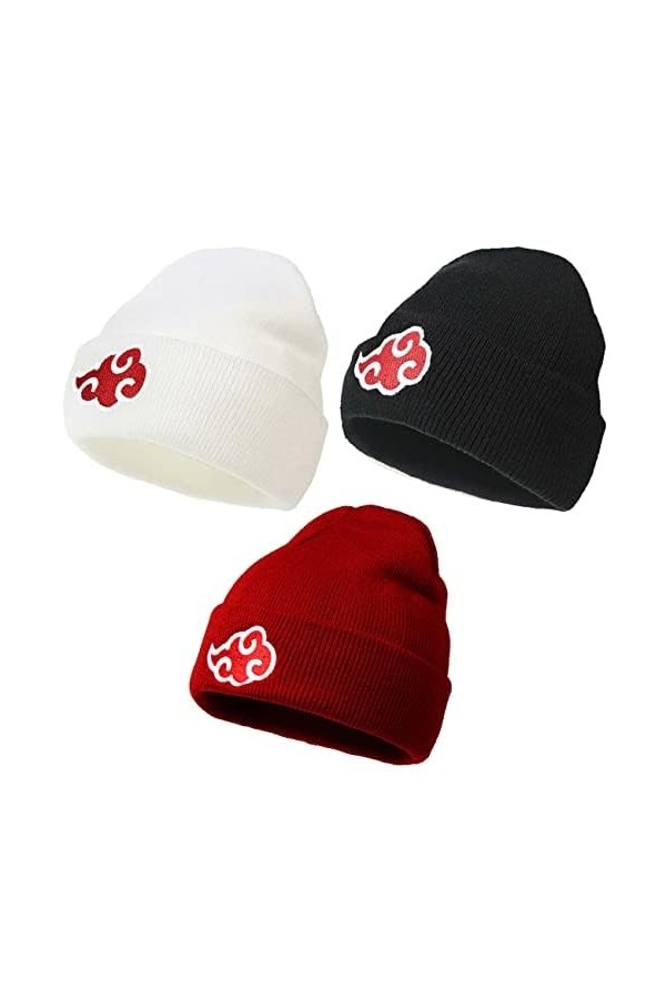 simyron Bonnet Tricotés Hiver Homme Femme Hiver Chapeau Unisexe Chaud Épais daccessoires dhiver Broderie Rouge Bonnet de Sk