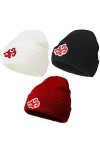 simyron Bonnet Tricotés Hiver Homme Femme Hiver Chapeau Unisexe Chaud Épais daccessoires dhiver Broderie Rouge Bonnet de Sk