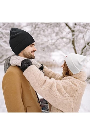 simyron Bonnet Tricotés Hiver Homme Femme Hiver Chapeau Unisexe Chaud Épais daccessoires dhiver Broderie Rouge Bonnet de Sk