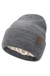 Bequemer Laden Femmes Hiver Chaud Satin Doublé Bonnet Tricot Slouchy Chapeaux Soie Doublure Ski Bonnets pour Femme Homme, Noi
