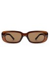 ZIRYXQ Petites lunettes de soleil rectangulaires vintage pour sports de plein air pour homme et femme - Monture carrée, marro