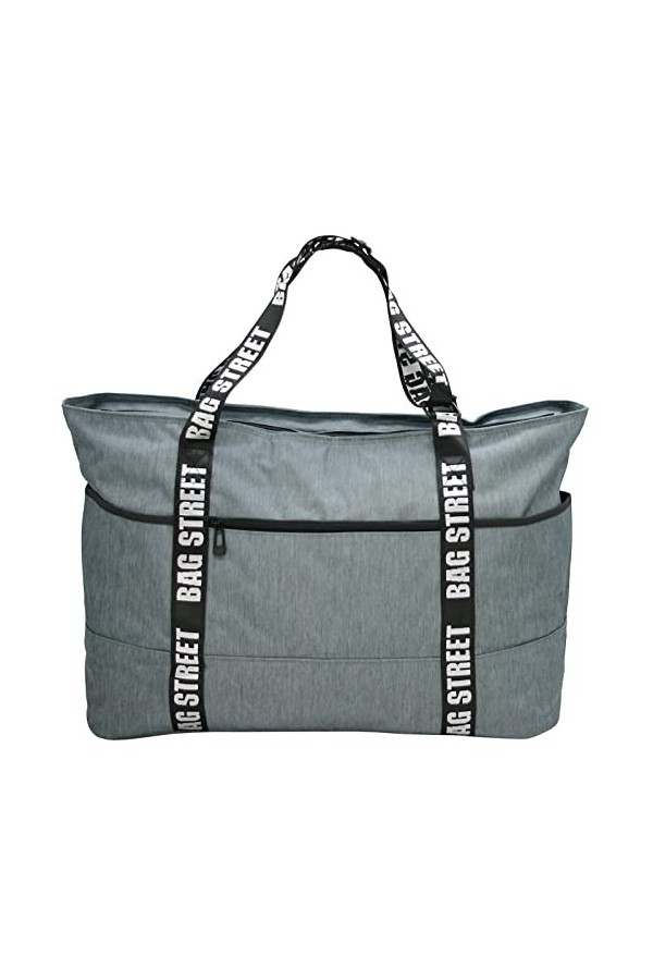 J JONES JENNIFER JONES Grand sac à main XXL en toile Sac à bandoulière Sac de loisirs 2 couleurs, Gris avec compartiment à ch