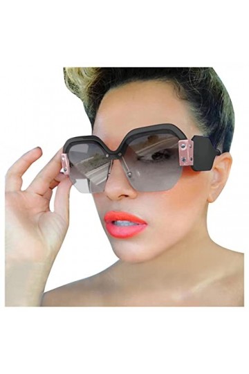 YJLX Lunettes de soleil pour femme - Grandes lunettes de soleil polarisées - Pour femme - Marron - Vinatge - Protection UV 40