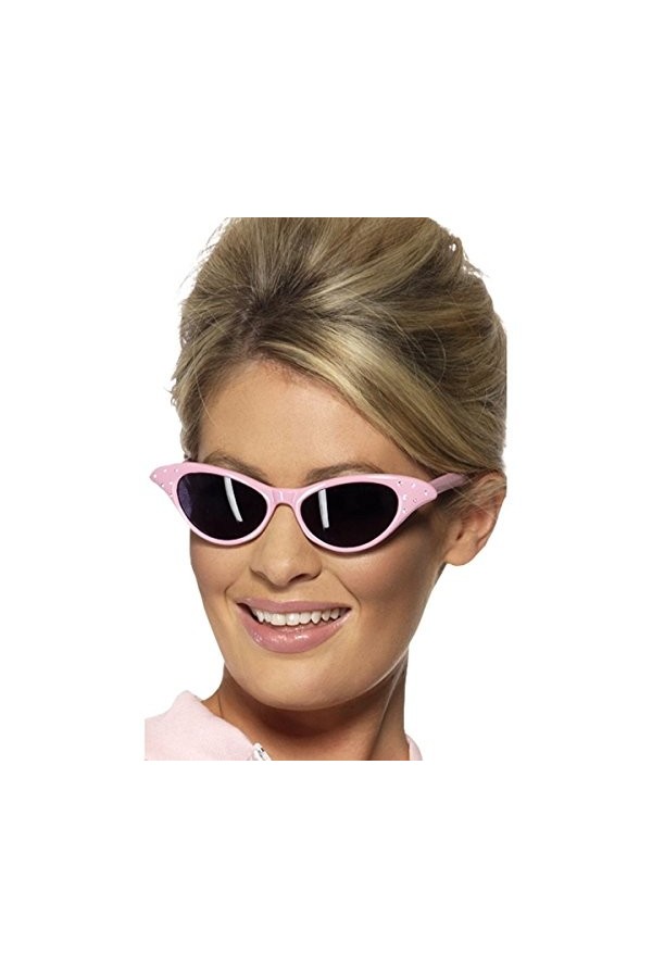 Smiffys Lunettes rock and roll style frivole, Rose, avec diamant