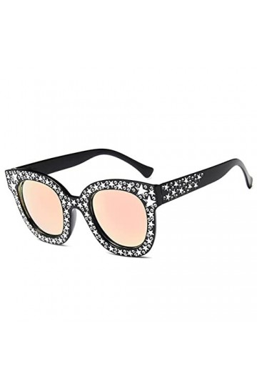 Lunettes de soleil rétro de luxe en mosaïque pour femme - Style rétro et sexy - Style défilé UV - Modèle décoratif T7L9, noir