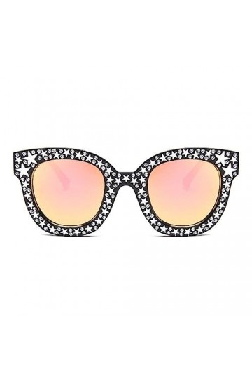 Lunettes de soleil rétro de luxe en mosaïque pour femme - Style rétro et sexy - Style défilé UV - Modèle décoratif T7L9, noir