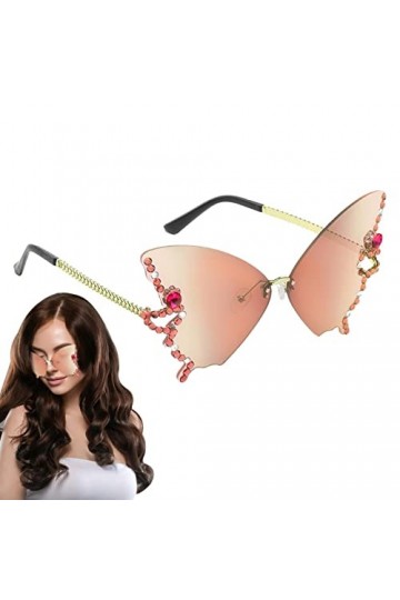 MFJS Lunettes de soleil sans monture pour femmes | Lunettes de soleil sans monture avec strass pour adultes pour la conduite,