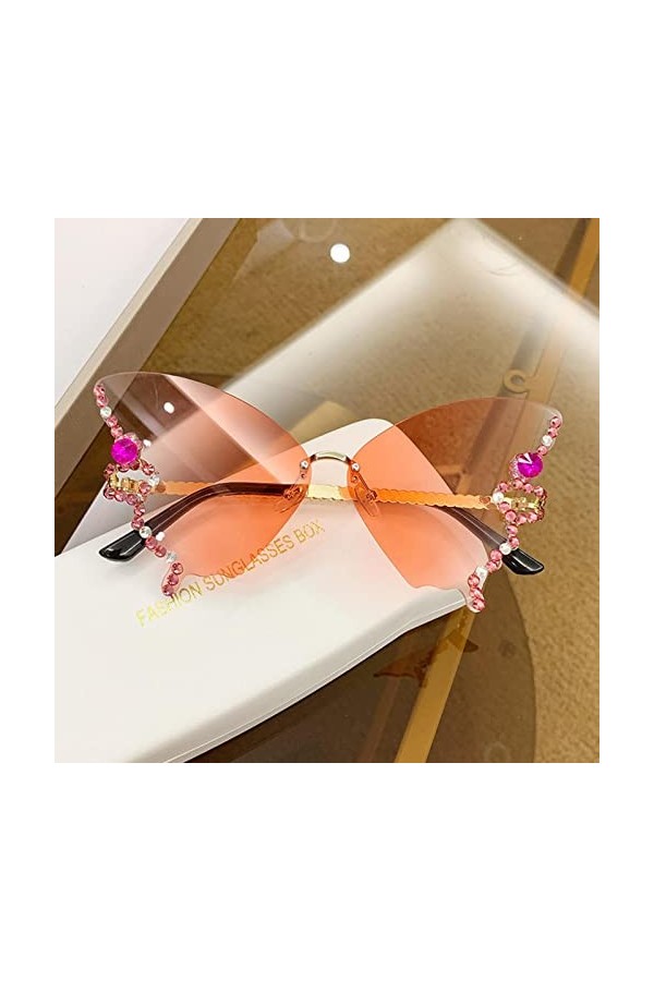 MFJS Lunettes de soleil sans monture pour femmes | Lunettes de soleil sans monture avec strass pour adultes pour la conduite,