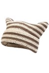 YAMEIZE Chapeau Tricoté à Oreilles de Bonnet Chat - Rayé pour Femmes Hommes Y2K Chaud Bonnet à Oreilles de Chat Striped Chape