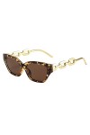 OIUHJN Lunettes de soleil pour femme - Personnalité Hip Hop - Chaîne en métal - Mode Polygone - Petites lunettes de soleil ré