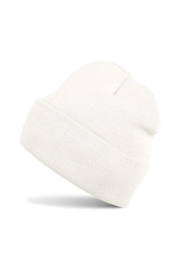 styleBREAKER Classique Bonnet Tricoté, Fine Tricot, Chaud, Unisexe 04024029, Couleur:Blanc crème 
