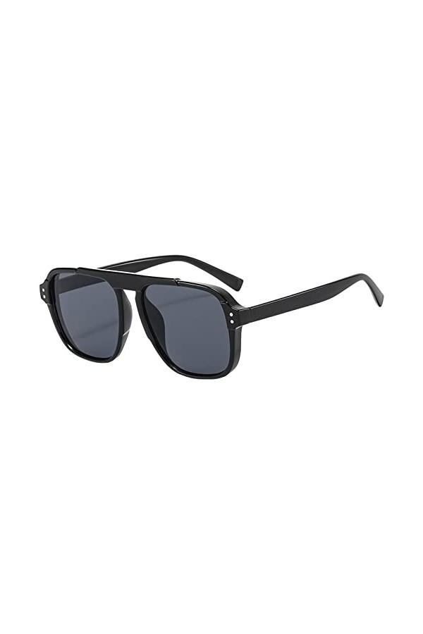 Side Shield Lunettes de soleil polarisées tendance classique à monture ronde pour homme et femme Sac à main pour femme, Noir 