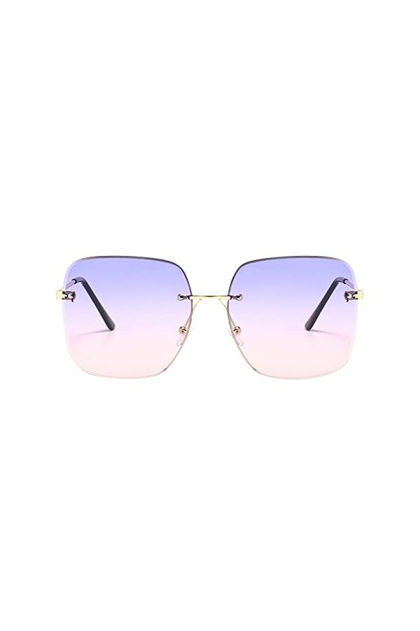 hahuha Lunettes de soleil à monture transparente pour femme - Rond polarisé - Sans bordure - Idéal pour les voyages, le shopp