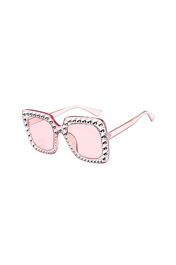 IKFIVQD Compatible avec les lunettes polarisées pour femme conduisant sans monture Rystal Lunettes de soleil surdimensionnées