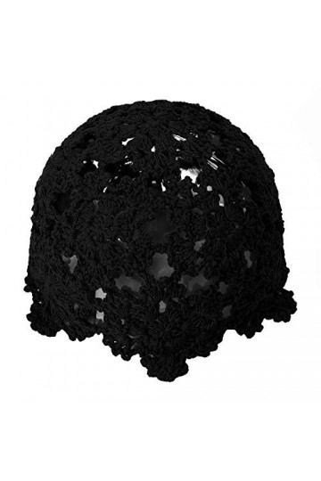 ZLYC Bonnet en coton tricoté fait à la main avec découpe florale pour femme, Crochet Rouge, Taille unique