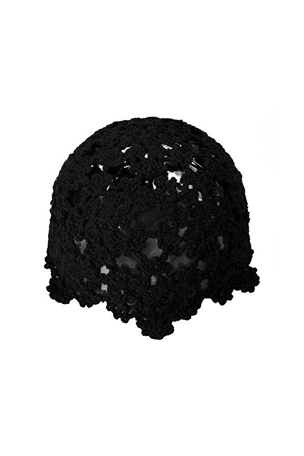 ZLYC Bonnet en coton tricoté fait à la main avec découpe florale pour femme, Crochet Rouge, Taille unique