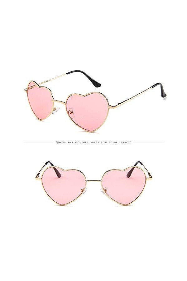 Muium TM Lunettes de soleil en forme de cœur pour femme - Joli design en forme de cœur - Lunettes de soleil vintage polarisé