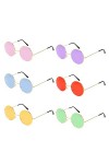 6 Pcs Lunettes de soleil rondes Hippy Specs,Lunettes de soleil sans monture en forme de coeur,Lunettes de fête pour les stars
