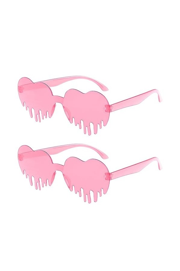 WLLHYF Lot de 2 paires de lunettes de soleil irrégulières en forme de cœur - Lunettes de soleil tendance pour homme et femme,