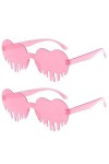 WLLHYF Lot de 2 paires de lunettes de soleil irrégulières en forme de cœur - Lunettes de soleil tendance pour homme et femme,