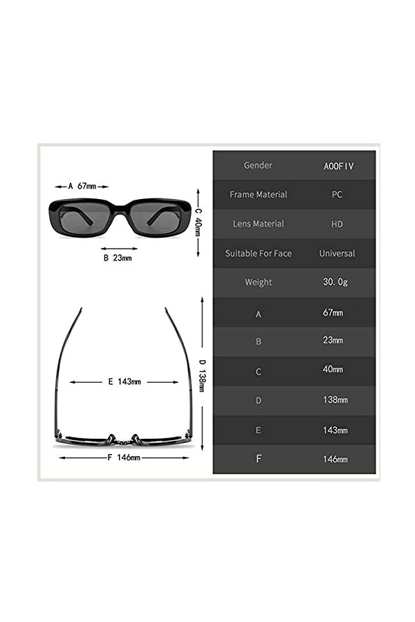 Petites lunettes de soleil rectangulaires pour femme - Style vintage - Lunettes de soleil carrées UV400 - Nuances féminines d