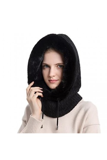 Cagoule en Molleton Femme Bonnet Tricoté avec Cache-Cou Balaclava Moto Multifonction 3 en 1 Bonnet + Écharpe + Masque Facial 