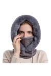 Cagoule en Molleton Femme Bonnet Tricoté avec Cache-Cou Balaclava Moto Multifonction 3 en 1 Bonnet + Écharpe + Masque Facial 