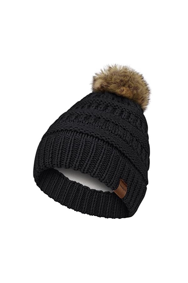 HAMUNI Bonnet Femme Respirant en Tricot pour Homme - Bonnet dhiver Chaud pour Femme - Style Rue - Bonnet dhiver Classique U