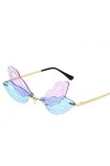 CHAOEN Lunettes de soleil fantaisie pour femme - Ailes de libellule - Lunettes de soleil créatives et amusantes en métal - Lu