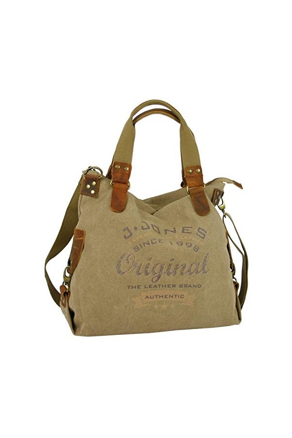 J JONES Sac à main en toile avec bandoulière Style vintage – Gris