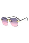 ZXCVWWE Lunettes de soleil de luxe sans monture pour femmes, mode surdimensionnée, nuances dégradées, UV400, lunettes de sole