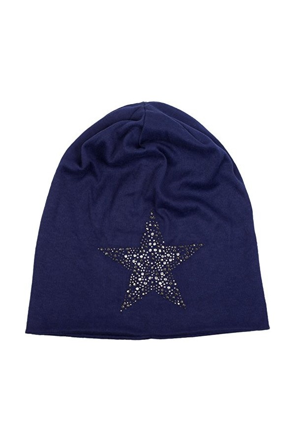 styleBREAKER Bonnet Beanie avec des étoiles rivetées en Strass et des Pierres précieuses Couleur Gris Anthracite, Longbeanie 