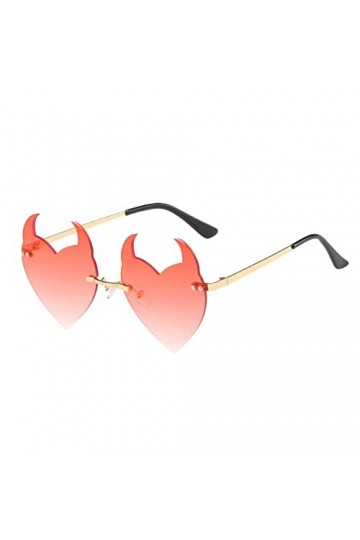 Lunettes de soleil en forme de cœur en forme de cœur - Sans monture - Sans monture - Pour femme et homme, Rouge pastèque, Tai