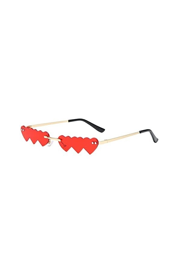 BEAUTYBIGBANG Lunettes de soleil tendance en forme de cœur UV400 colorées et amusantes sans monture - Lunettes de soleil étro