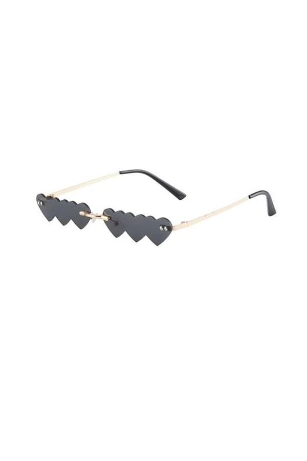 BEAUTYBIGBANG Lunettes de soleil tendance en forme de cœur UV400 colorées et amusantes sans monture - Lunettes de soleil étro