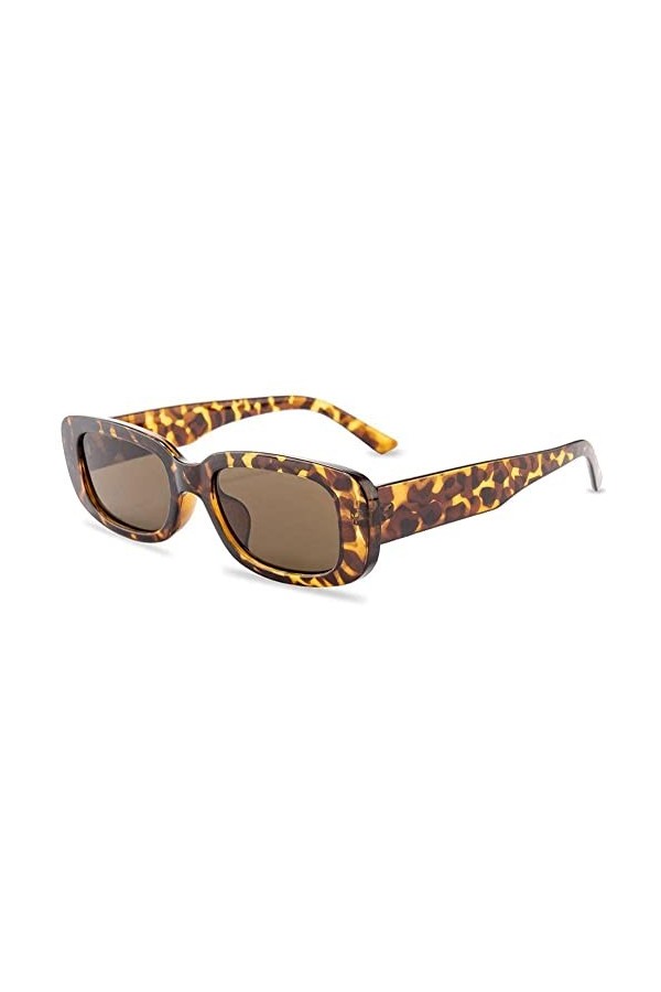 ZXCVWWE Lunettes de soleil rétro à monture carrée pour femme - Style rétro - Motif léopard - Noir - Style punk, léopard, Tail
